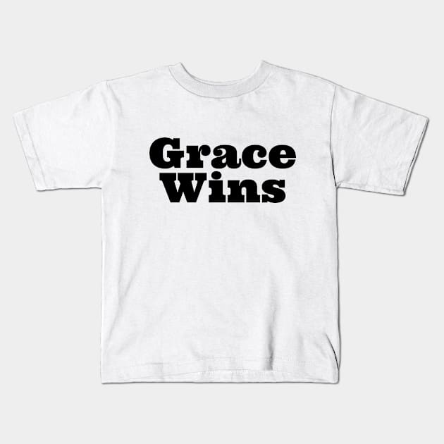 Grace Wins | Christian Design |Typography Kids T-Shirt by 4salvation